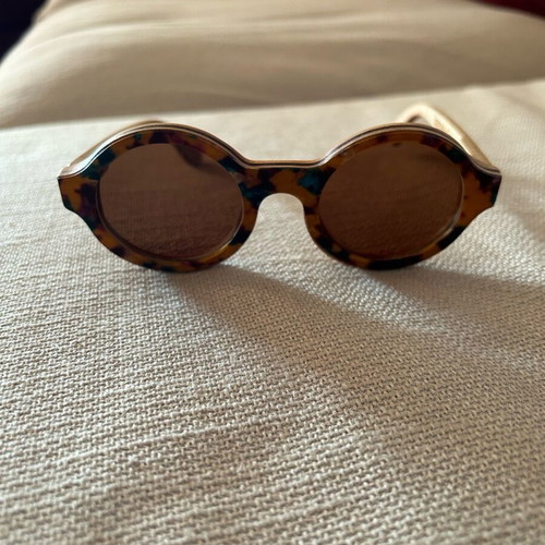 Wooden round sunglasses like new, handmade Greek design