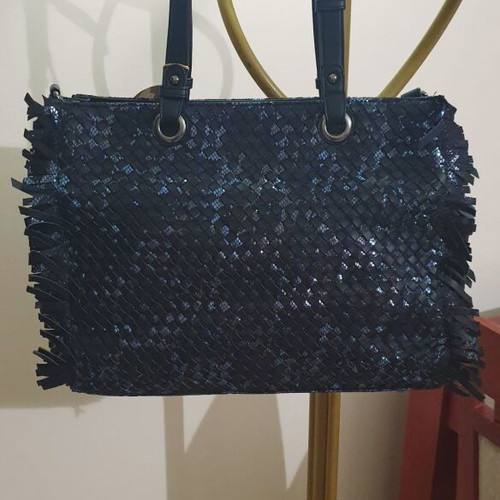 Micussil shopper bag new, blue shoulder synthetic leather