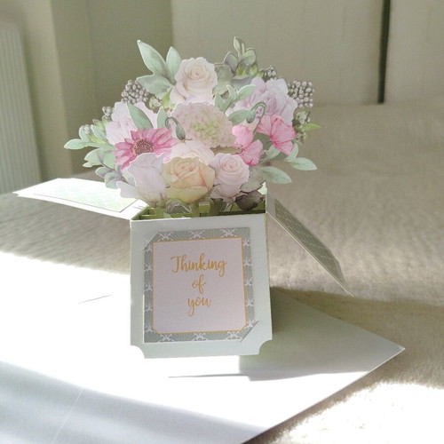 3D greeting card with flower bouquet and envelope new