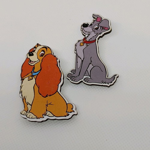 Lady and the Tramp wooden earrings with stainless steel clasp, like new