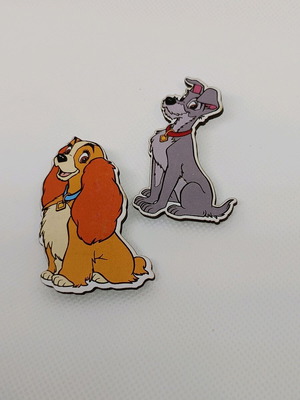 Lady and the Tramp wooden earrings with stainless steel clasp, like new