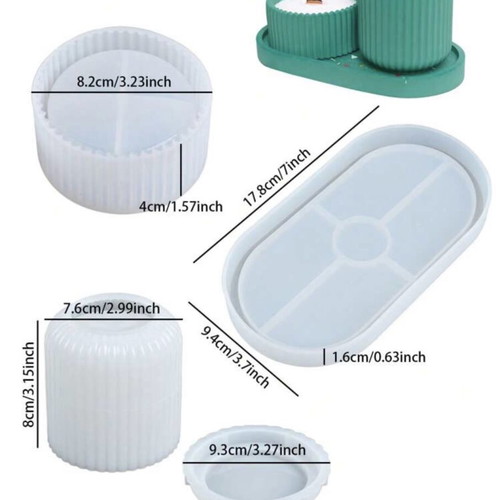 Silicone Mold Set for Plaster Decorative Vase Tray and Base