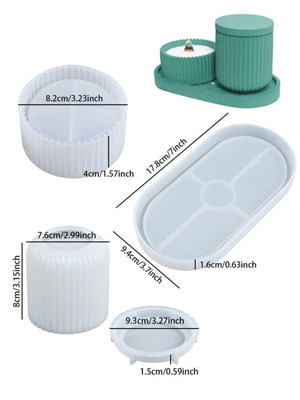Silicone Mold Set for Plaster Decorative Vase Tray and Base