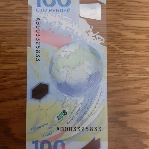 Russia 100 Rubles 2018 FIFA Cup Polymer Banknote new