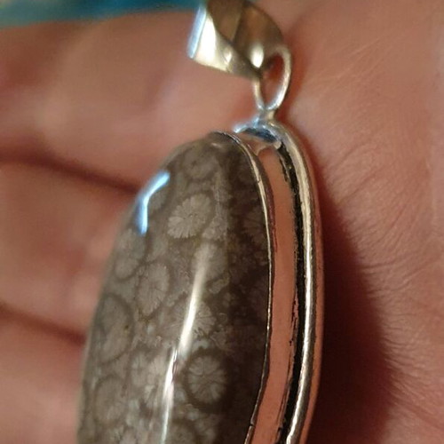 Large rare necklace with fossilized coral! Coral pendant