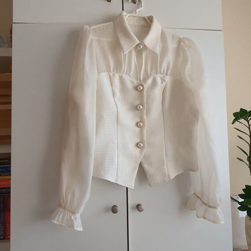 Blouse with buttons new, ecru, size L