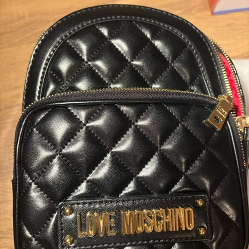 Love Moschino small black backpack like new with gold details