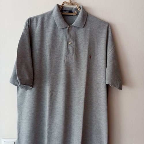 Grey polo-style shirt XL, men's cotton piqué