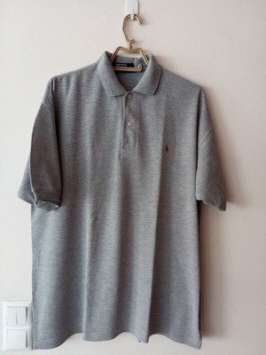 Grey polo-style shirt XL, men's cotton piqué