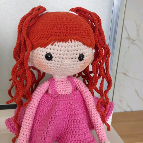 Handmade knitted amigurumi doll redhead new, 40 cm