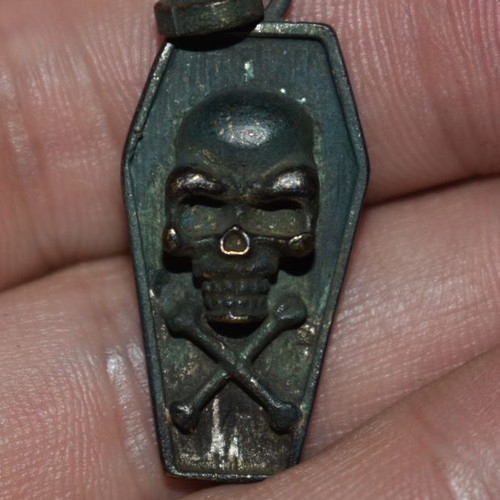 Coffin pendant silver-plated bronze used, late 19th century