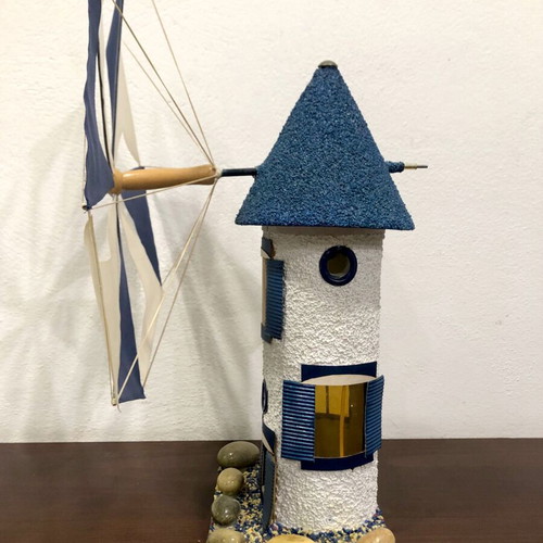 Handmade windmill used, height 53cm, width 43cm