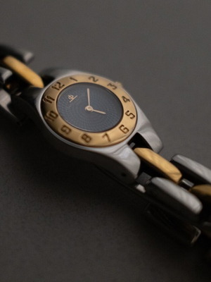 Ρολόι Baume & Mercier Linea γυναικείο μεταχειρισμένο, ατσάλι-χρυσό, μπλε καντράν