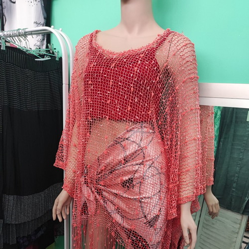 Rima Beachwear orange net kaftan, one size
