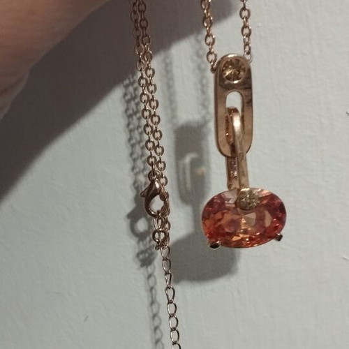 Necklace pendant with amber orange stone, like new