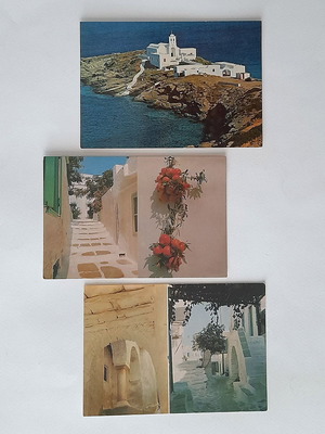 Sifnos card postals used, pack of 3 old