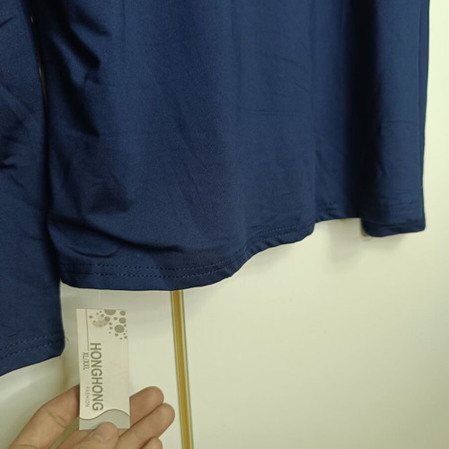 Navy Blue Mock-Neck Top new in minimal line with soft-touch fabric