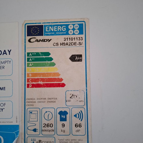 Candy Clothes Dryer 9kg used with Heat Pump and Support Base