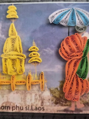 Laos magnet with Phra That Chom Phu Si monument new