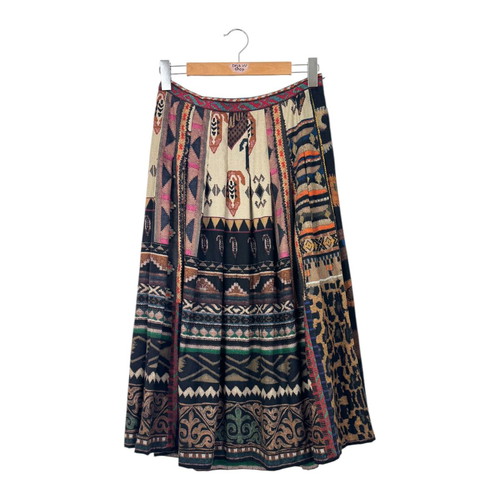 Etro pleated print skirt wool and silk like new, size IT44