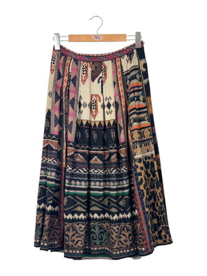 Etro pleated print skirt wool and silk like new, size IT44