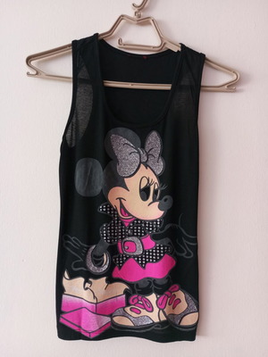 Black Tank Top with Mouse Glitter Print like new