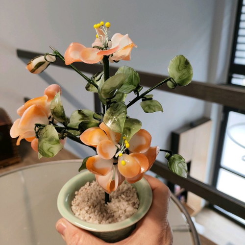 Decorative flowerpot with glass flowers used