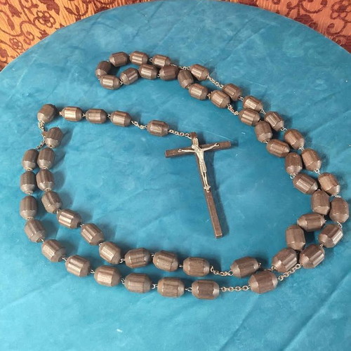 Rosary used from Jerusalem with wooden beads and renaissance cross