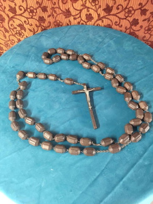 Rosary used from Jerusalem with wooden beads and renaissance cross