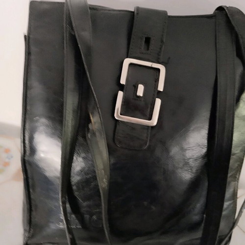 Leather vintage shoulder bag like new, black