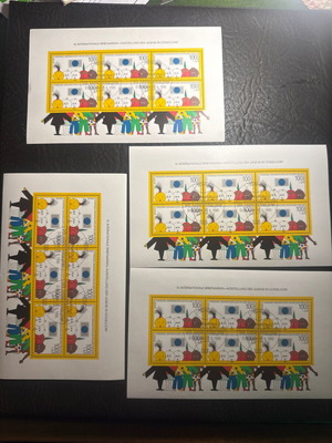 Set of 4 collectible German philatelic blocks 1990 Düsseldorf Youth Exhibition, new