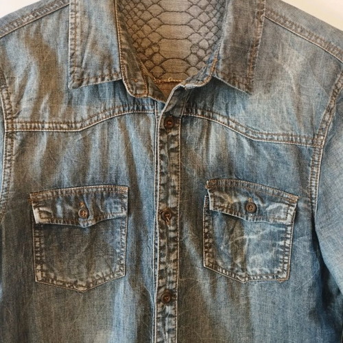 Denim shirt men's medium like new, slim fit
