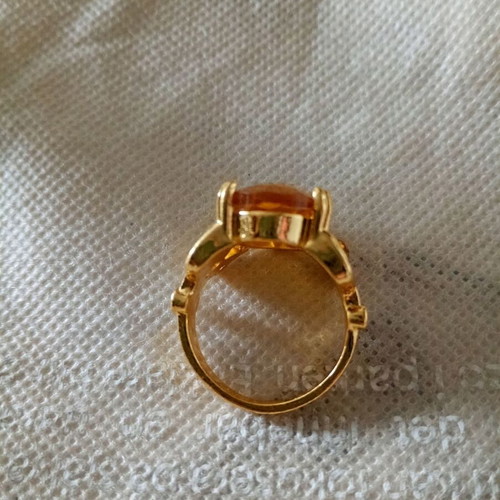 Ring with large yellow zircon new, yellow and white gold