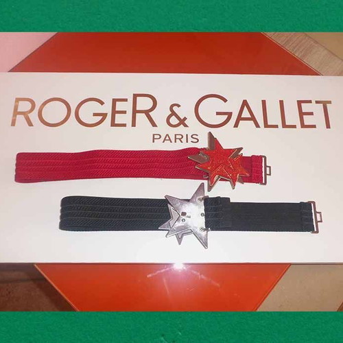 Women's elastic fabric belts with star buckle used, 70 cm length, set of 2