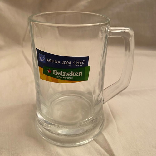 Heineken half pint glass Athens 2004 Olympics used