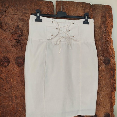 Vintage Y2K high waisted lace up corset skirt like new, white, size S