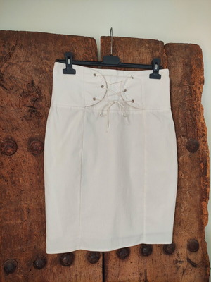 Vintage Y2K high waisted lace up corset skirt like new, white, size S