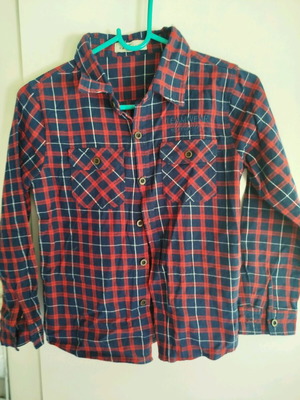 Hashtag Boys' Checked Shirt like new, blue and red, size 116 cm