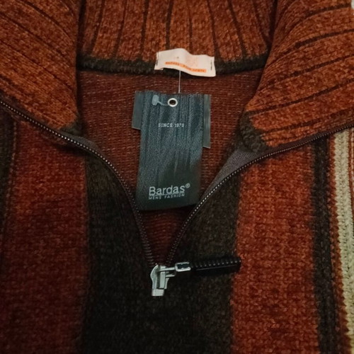 Men's sweater new, soft chenille, black multicolor, sizes M L