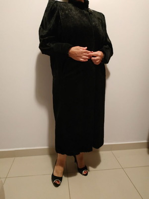Astrakhan coat with velvet details, vintage, size 48