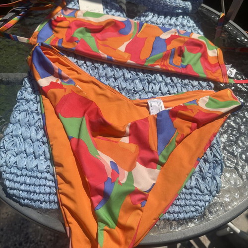 Asos multicolor bikini top and bottom size XL new