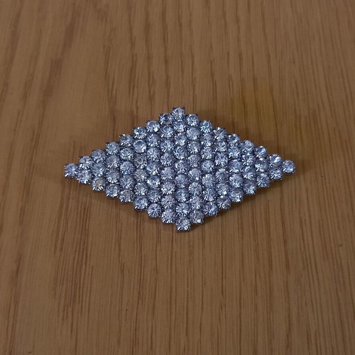 Vintage brooch rhombus with rhinestones like new