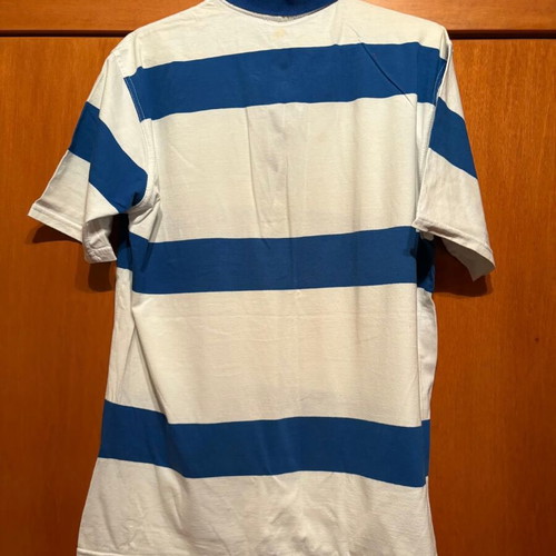 Men's blouse L white and blue like new with marks