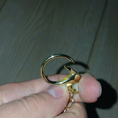 Keychain new gray with gold chain
