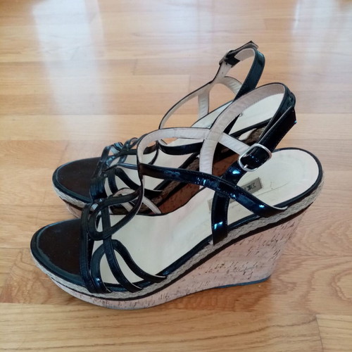 Kalogirou patent leather platform high-heeled sandals used size 41 black