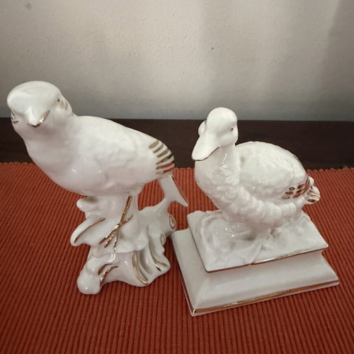 Porcelain decorative bird pair with gold details, 13 cm, like new