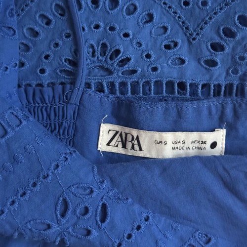Zara summer dress, Cycladic blue, broderie cotton