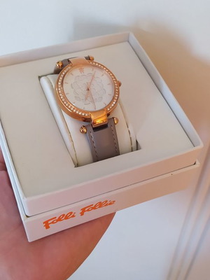 Folli Follie women's watch new with grey leather strap and rose gold dial
