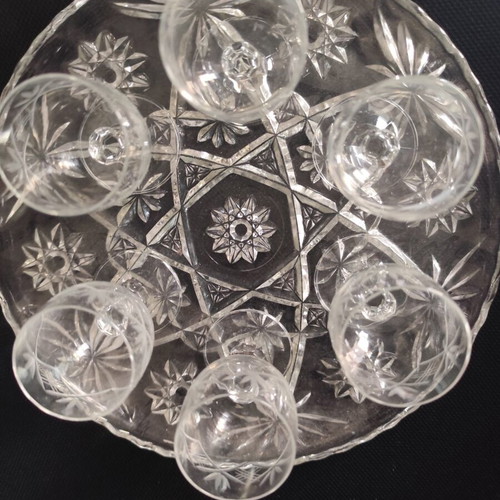 Vintage crystal liqueur glasses, set of 6