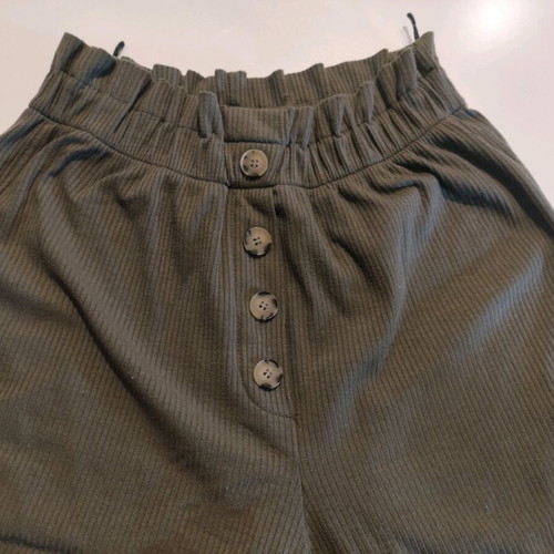 Khaki/Olive pants like new, small with elastic waist and wide leg buttons